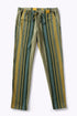 Straight leg pants in striped cotton blend jacquard with elastic waistband